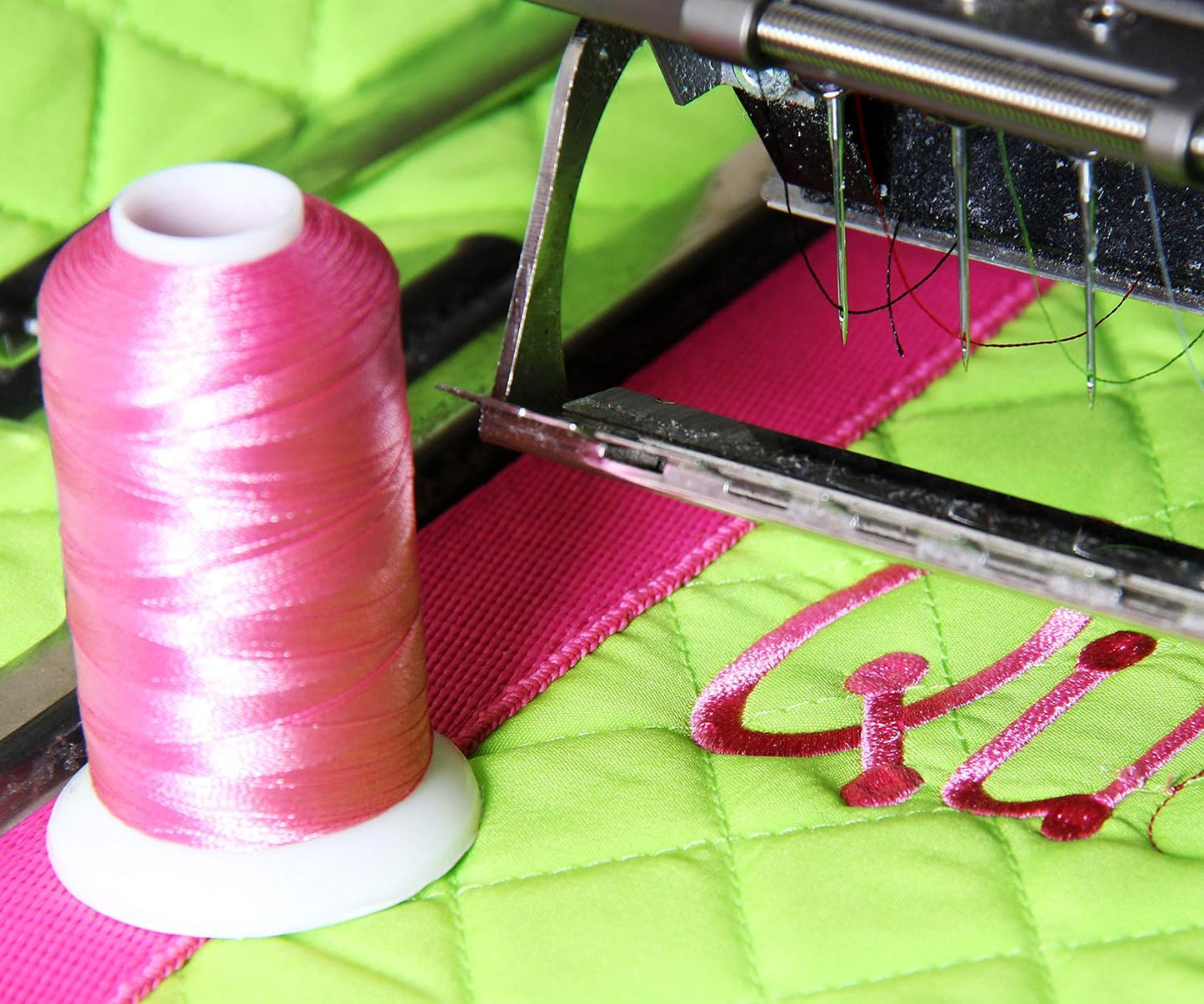 Polyester Machine Embroidery Thread, 1000M 40wt, Pale Yellow 151 | 40wt trilobal polyester embroidery thread with bright sheen. Works with home and commercial embroidery and sewing machines.