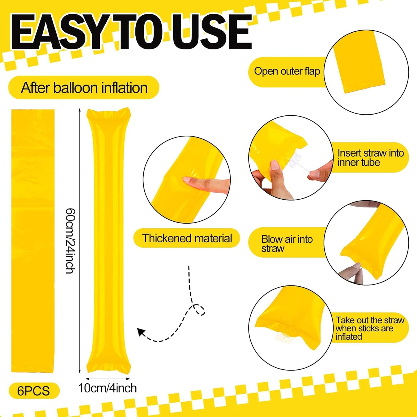 180 Pcs Yellow Team Spirit Accessories Bulk Field Day Accessories Pep Rally Color War Camp Spirit Events Party Items Cheerleading Pom Poms Clappers Thunder Stick Whistle Megaphone