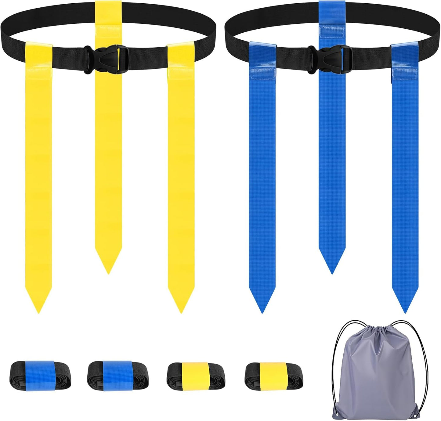 Adjustable Flag Football Belts for Youth/Adults, Set of 4/10 Tear-Resistant Belts for Football Training/Games/Outdoor