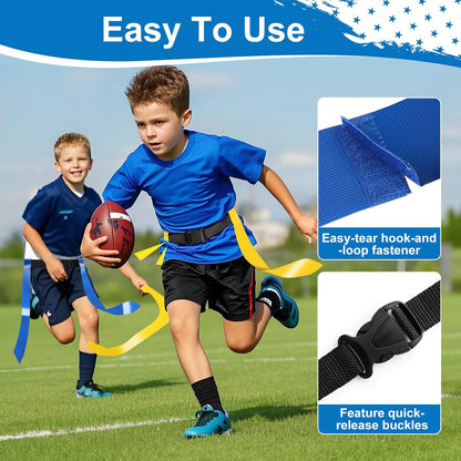 Adjustable Flag Football Belts for Youth/Adults, Set of 4/10 Tear-Resistant Belts for Football Training/Games/Outdoor