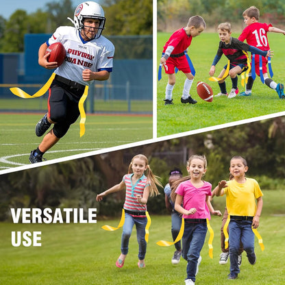 Adjustable Flag Football Belts for Youth/Adults, Set of 4/10 Tear-Resistant Belts for Football Training/Games/Outdoor