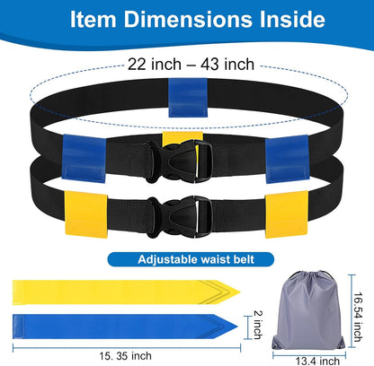 Adjustable Flag Football Belts for Youth/Adults, Set of 4/10 Tear-Resistant Belts for Football Training/Games/Outdoor