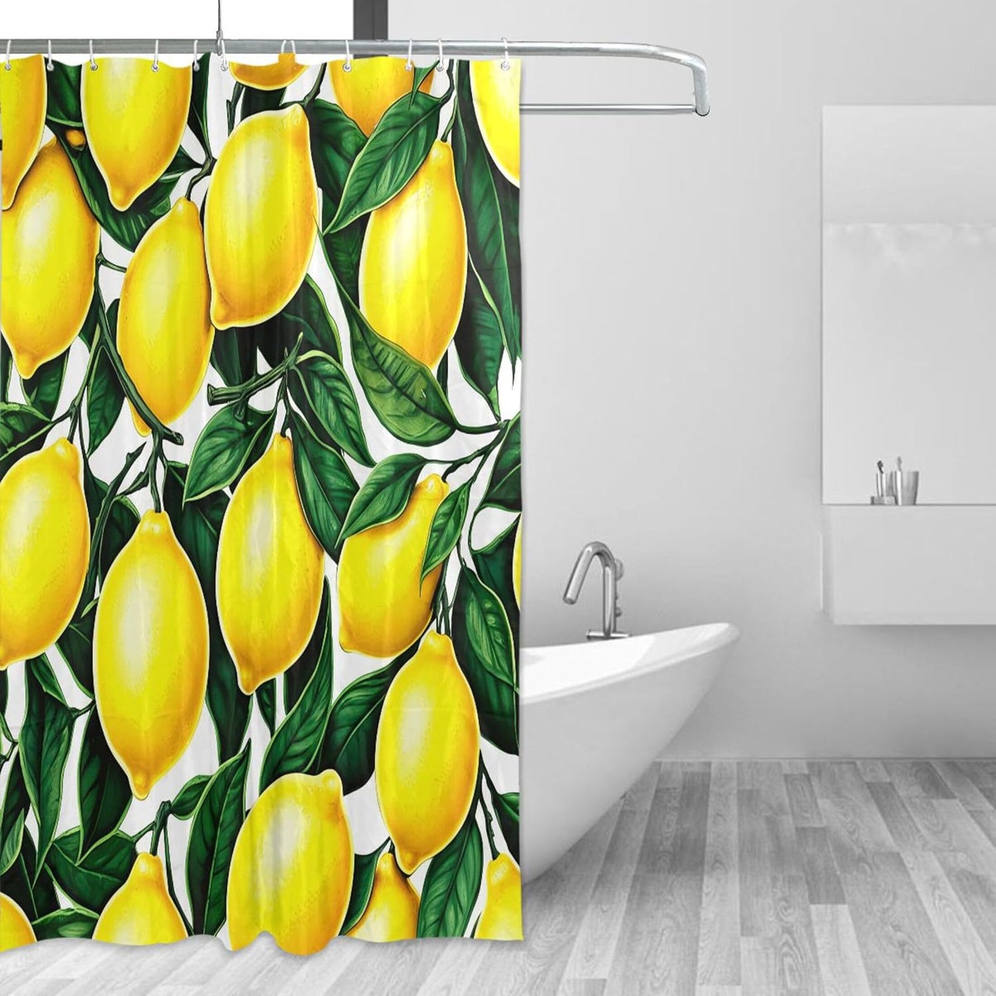 Shower Curtain for Bathroom, Yellow Lemons Waterproof Washable Shower Bath Curtain for Home Hotels with 12 Hooks, 60x72 in