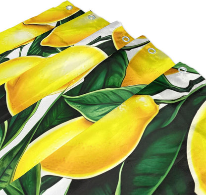 Shower Curtain for Bathroom, Yellow Lemons Waterproof Washable Shower Bath Curtain for Home Hotels with 12 Hooks, 60x72 in