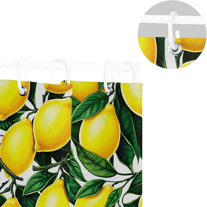 Shower Curtain for Bathroom, Yellow Lemons Waterproof Washable Shower Bath Curtain for Home Hotels with 12 Hooks, 60x72 in