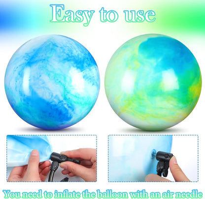 2 Pcs 18 Inch Marbleized Bouncy Balls Large Inflatable Rubber Sensory Ball for Playground Outdoor Water(Green and Yellow)