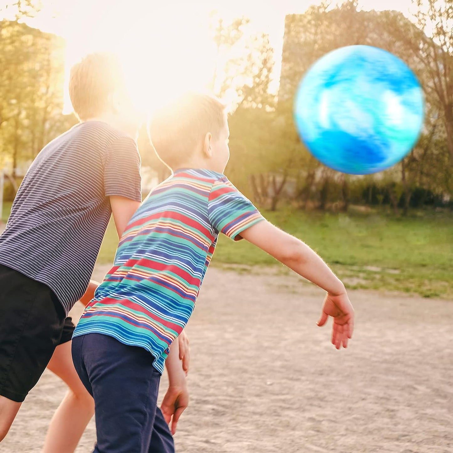 2 Pcs 18 Inch Marbleized Bouncy Balls Large Inflatable Rubber Sensory Ball for Playground Outdoor Water(Green and Yellow)