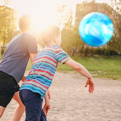 2 Pcs 18 Inch Marbleized Bouncy Balls Large Inflatable Rubber Sensory Ball for Playground Outdoor Water(Green and Yellow)