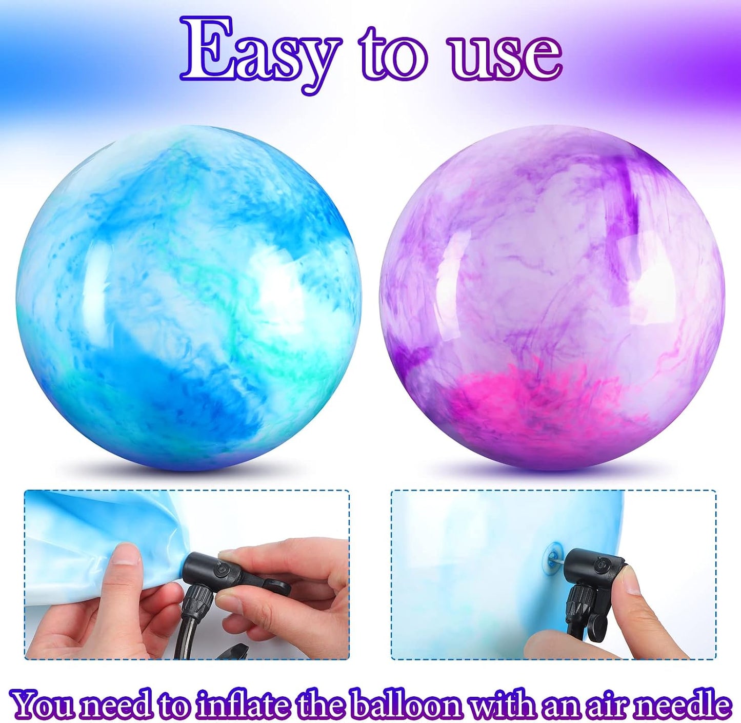 2 Pcs 18 Inch Marbleized Bouncy Balls Large Inflatable Rubber Sensory Ball for Playground Outdoor Water(Green and Yellow)