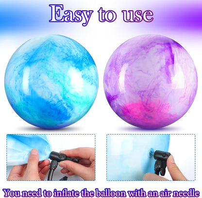 2 Pcs 18 Inch Marbleized Bouncy Balls Large Inflatable Rubber Sensory Ball for Playground Outdoor Water(Green and Yellow)