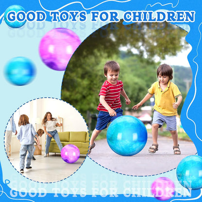 2 Pcs 18 Inch Marbleized Bouncy Balls Large Inflatable Rubber Sensory Ball for Playground Outdoor Water(Green and Yellow)