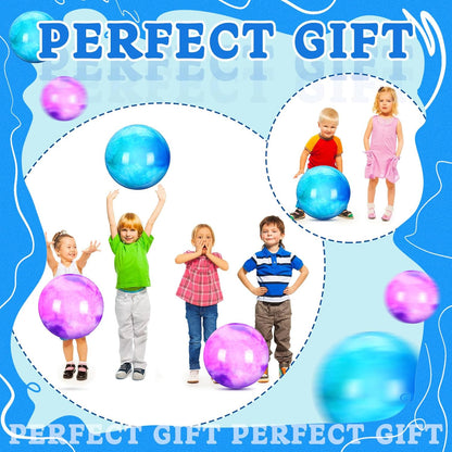 2 Pcs 18 Inch Marbleized Bouncy Balls Large Inflatable Rubber Sensory Ball for Playground Outdoor Water(Green and Yellow)