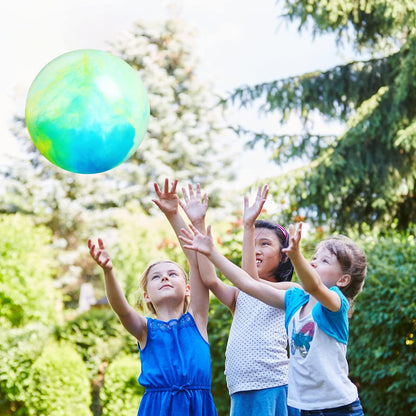 2 Pcs 18 Inch Marbleized Bouncy Balls Large Inflatable Rubber Sensory Ball for Playground Outdoor Water(Green and Yellow)