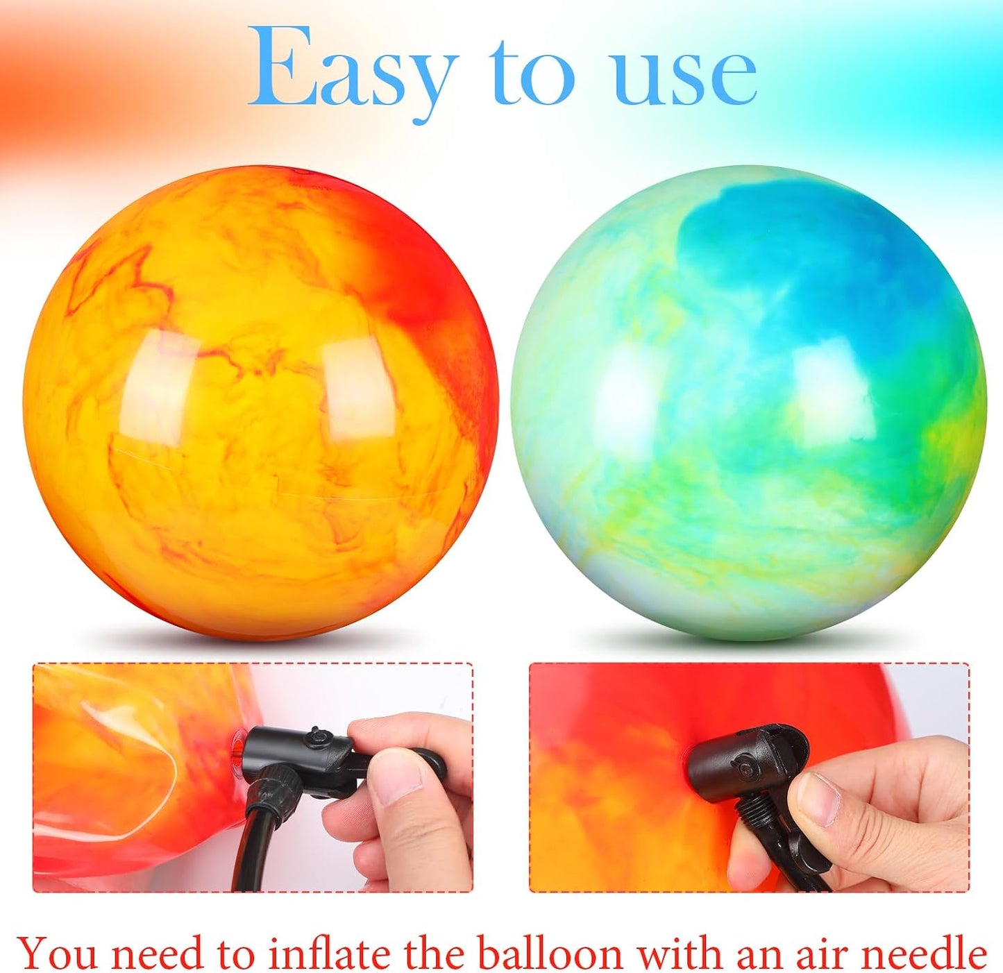 2 Pcs 18 Inch Marbleized Bouncy Balls Large Inflatable Rubber Sensory Ball for Playground Outdoor Water(Green and Yellow)