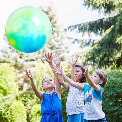 2 Pcs 18 Inch Marbleized Bouncy Balls Large Inflatable Rubber Sensory Ball for Playground Outdoor Water(Green and Yellow)