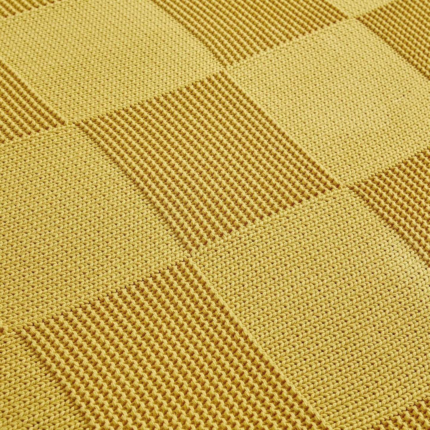 100% Cotton Chunky Cable Knit Throw Blanket for Sofa Couch Bed Baby Nursery, Bold Thread, Home Decorative Blanket, Bonus Laundering Bag, 60 x 80 Inches, Mustard Yellow