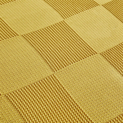 100% Cotton Chunky Cable Knit Throw Blanket for Sofa Couch Bed Baby Nursery, Bold Thread, Home Decorative Blanket, Bonus Laundering Bag, 60 x 80 Inches, Mustard Yellow