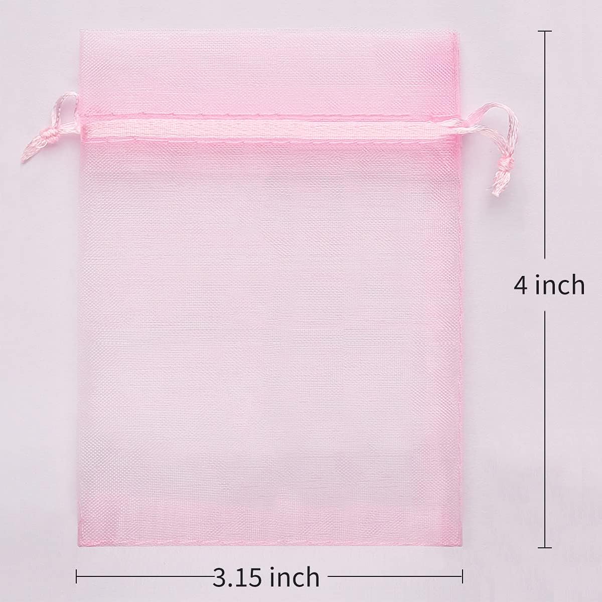 50Pcs 3.15"x4"(8x10cm) Sheer Drawstring Organza Jewelry Pouches Wedding Party Christmas Favor Gift Bags (Pink, 3x4)