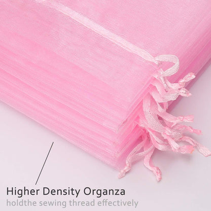 50Pcs 3.15"x4"(8x10cm) Sheer Drawstring Organza Jewelry Pouches Wedding Party Christmas Favor Gift Bags (Pink, 3x4)