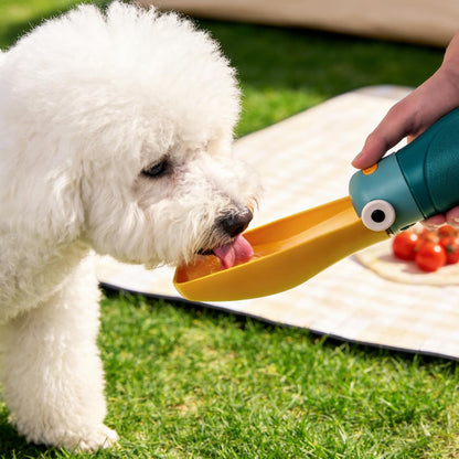 Dog Water Bottle, Dog Water Bottle Portable Blue Yellow ABS PET 16.23oz 3.15×7.87in Outdoor Walking Pet Hydration Dispenser