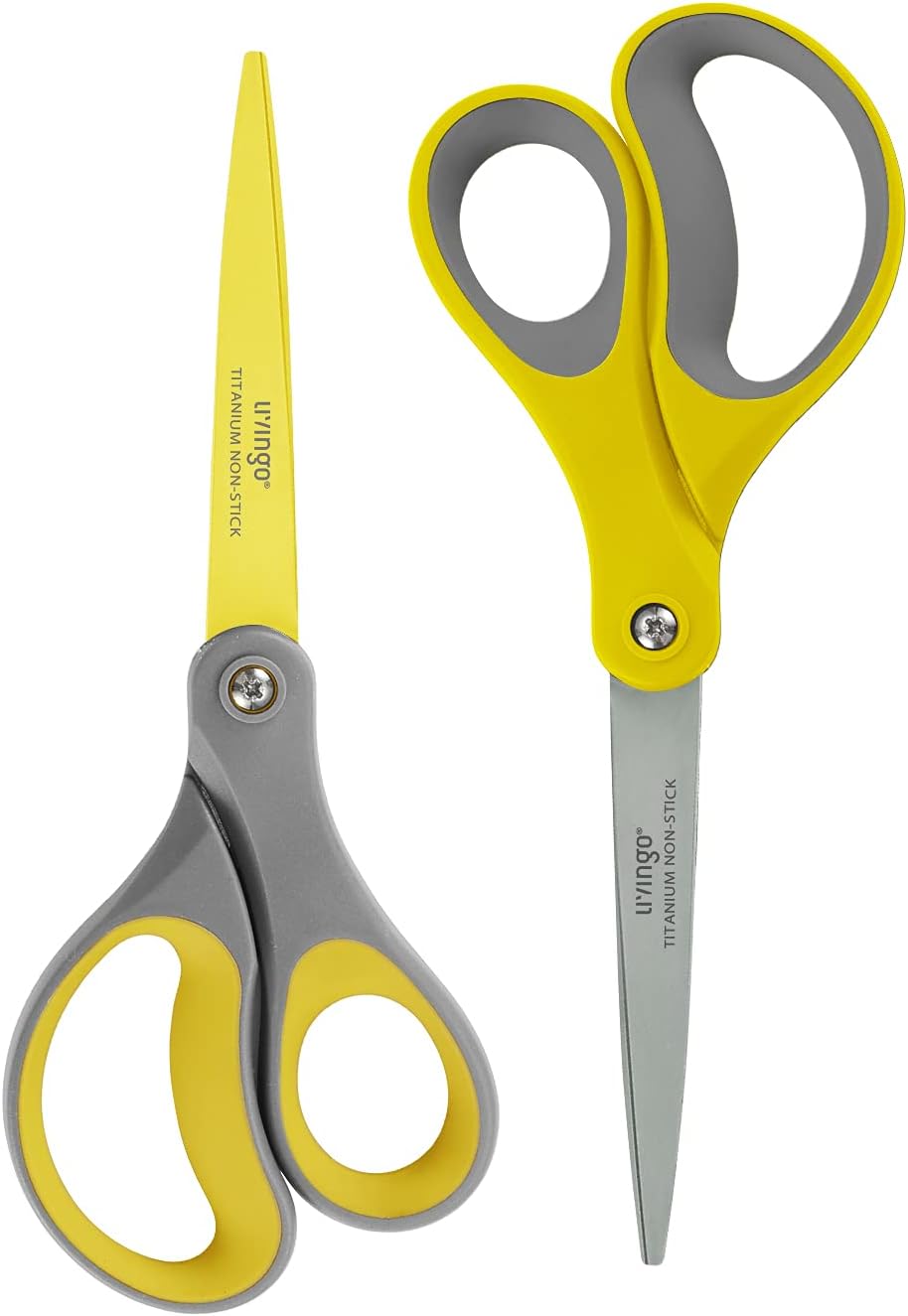 Scissors All Purpose 8" Titanium Non Stick Shears 2 Pack | Durable Stainless Steel Blade, Comfortable Grip, Fabric Sewing Paper Craft Cutting, School Home Office Use