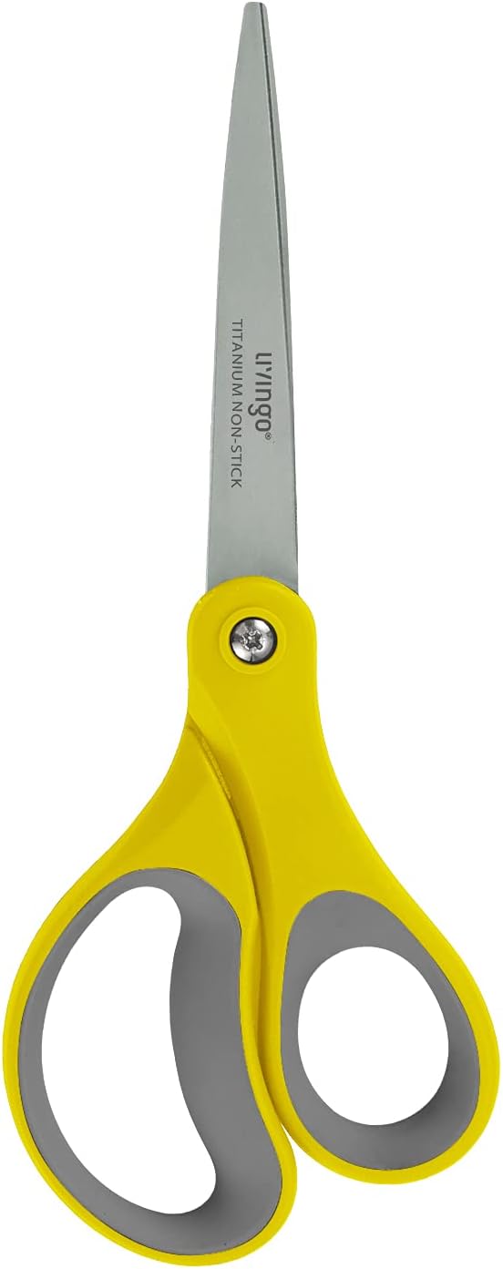Scissors All Purpose 8" Titanium Non Stick Shears 2 Pack | Durable Stainless Steel Blade, Comfortable Grip, Fabric Sewing Paper Craft Cutting, School Home Office Use