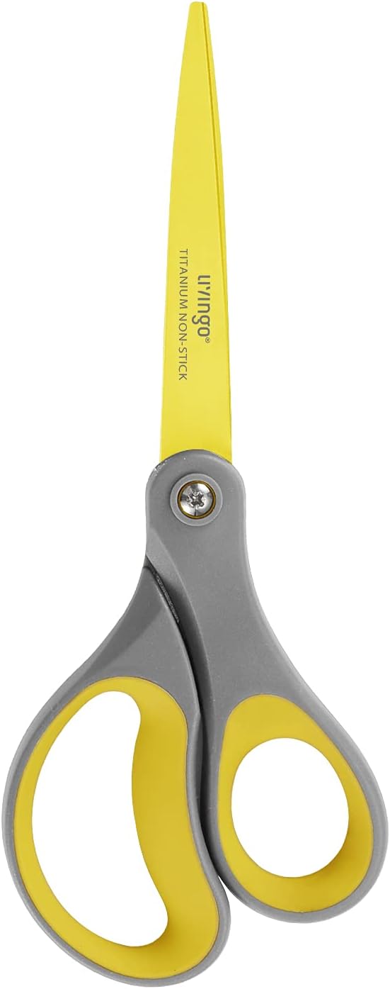 Scissors All Purpose 8" Titanium Non Stick Shears 2 Pack | Durable Stainless Steel Blade, Comfortable Grip, Fabric Sewing Paper Craft Cutting, School Home Office Use