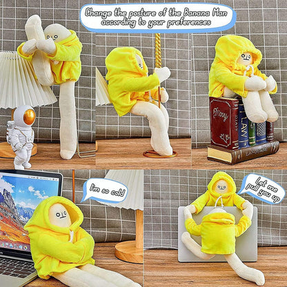 Plush Banana Man Toy,25.6inch Weird Banana Man Doll with Magnet,Funny Poseable Decompression Toy Stuffed Animals Doll Gifts for Boys Girls Birthday Party Christmas(Yellow)