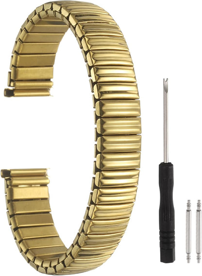 Expansion Watch Bands Stainless Steel with Spring Bars Removal Tool for Women Men Metal Replacement Watch Bands