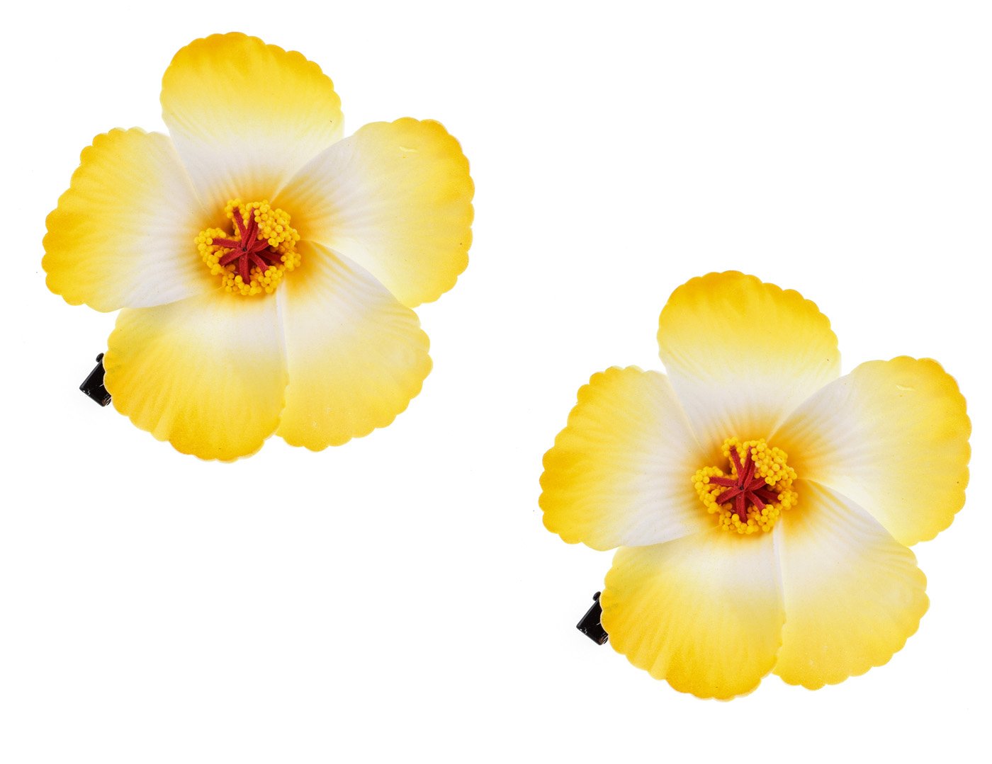 2pc Hawaiian Plumeria Hair Clips Galsang Flower Barrettes for Beach Party(Yellow)