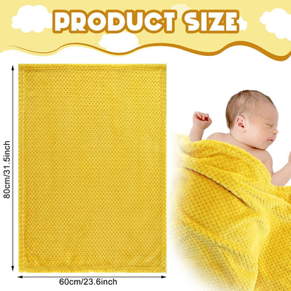 4 Pcs Baby Fuzzy Blanket Fluffy Baby Blanket for Boys Girls Soft Warm Infant Newborn Toddler Receiving Nursery Bed Supplies, 32 x 24 Inch(Yellow Color)