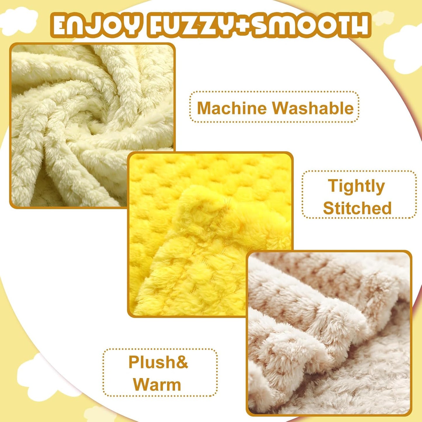 4 Pcs Baby Fuzzy Blanket Fluffy Baby Blanket for Boys Girls Soft Warm Infant Newborn Toddler Receiving Nursery Bed Supplies, 32 x 24 Inch(Yellow Color)