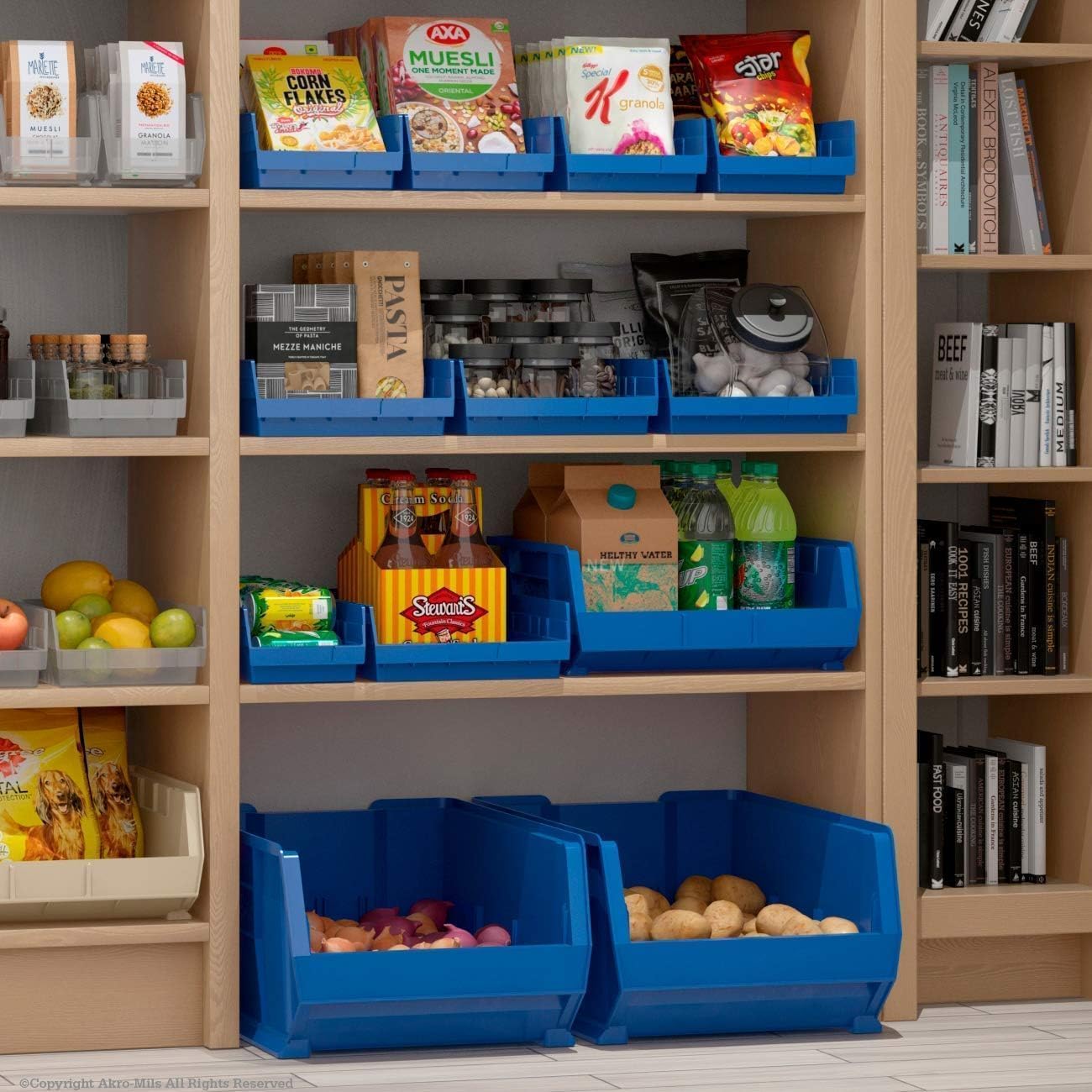 30138 Plastic Shelf Bins, Heavy Duty Storage Bins for Garage, Closet, and Drawer Organization, 18" x 6-1/2" x 4", Yellow, 12-Pack