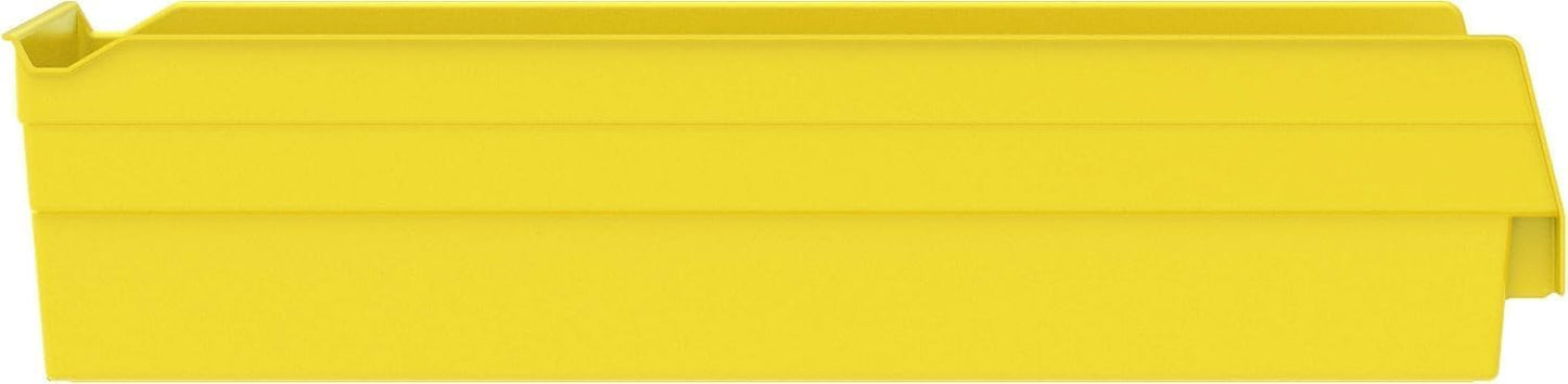 30138 Plastic Shelf Bins, Heavy Duty Storage Bins for Garage, Closet, and Drawer Organization, 18" x 6-1/2" x 4", Yellow, 12-Pack