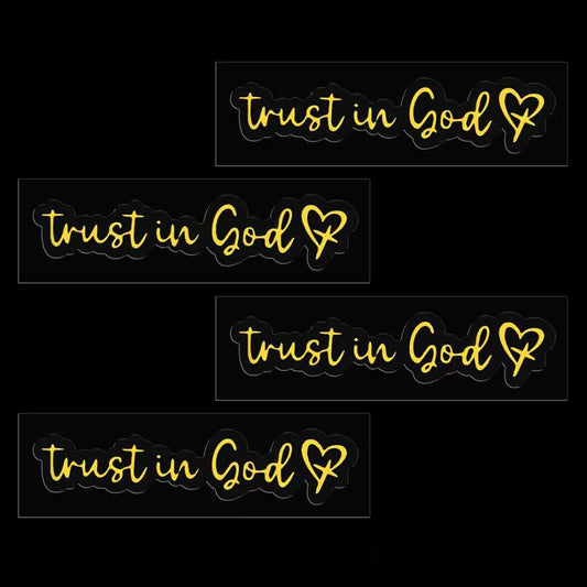 Automotive Universal 4 PCS Trust in God Decals Waterproof Heat Resistant Durable for Car Truck Automotive Accessories Paste at Will, Yellow