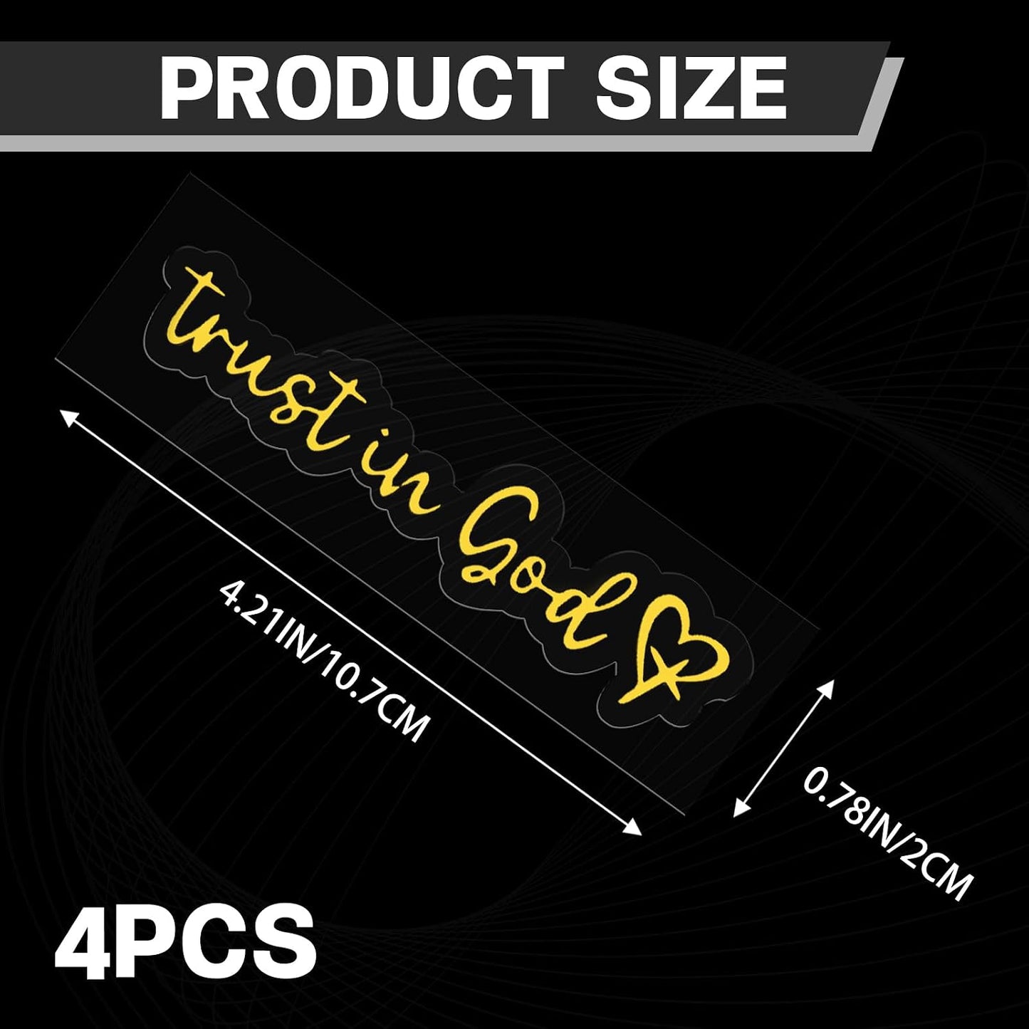 Automotive Universal 4 PCS Trust in God Decals Waterproof Heat Resistant Durable for Car Truck Automotive Accessories Paste at Will, Yellow