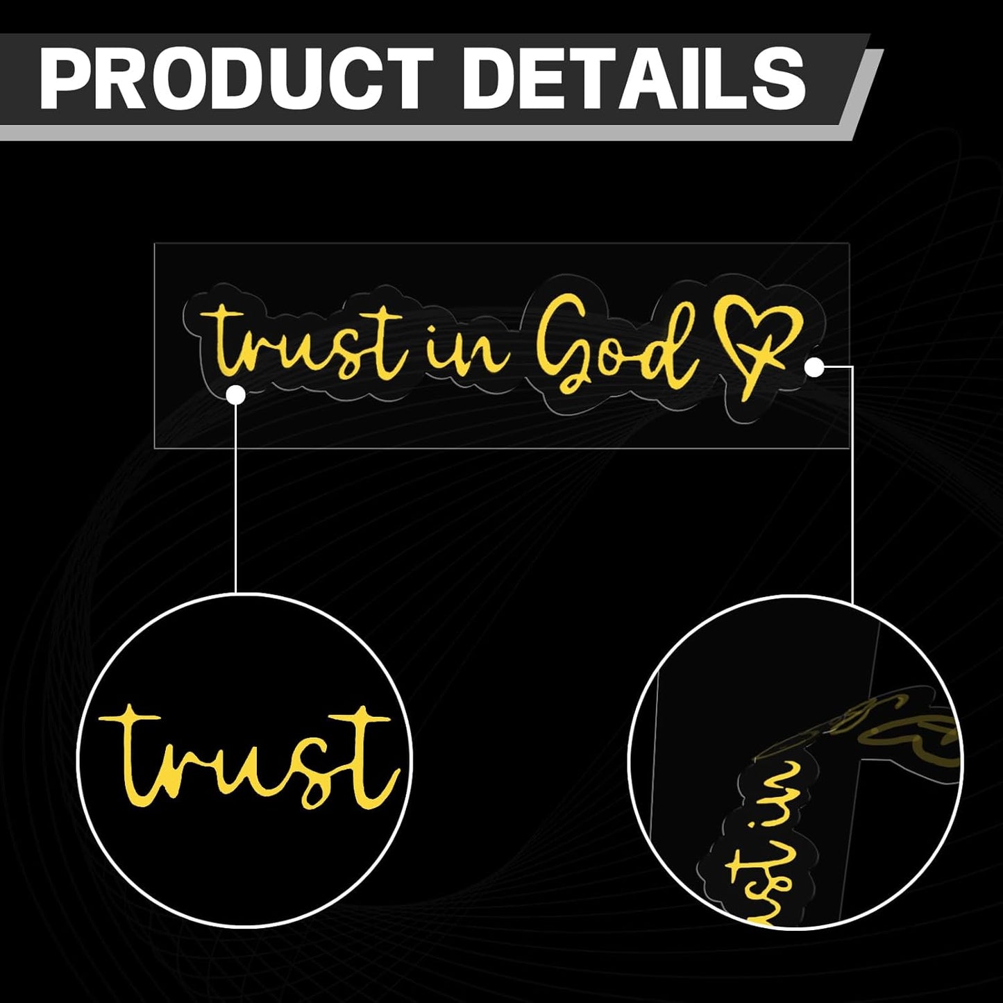 Automotive Universal 4 PCS Trust in God Decals Waterproof Heat Resistant Durable for Car Truck Automotive Accessories Paste at Will, Yellow