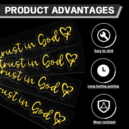 Automotive Universal 4 PCS Trust in God Decals Waterproof Heat Resistant Durable for Car Truck Automotive Accessories Paste at Will, Yellow