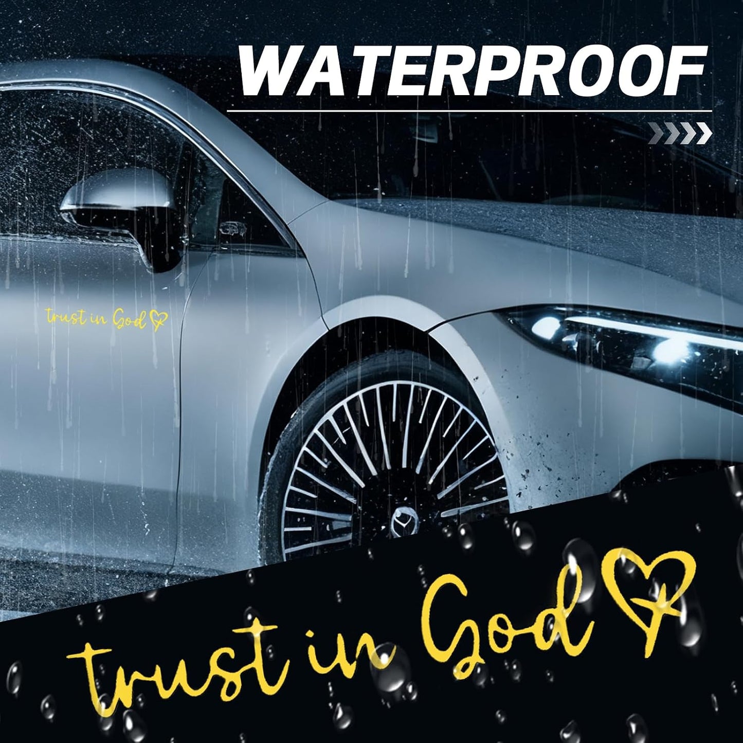Automotive Universal 4 PCS Trust in God Decals Waterproof Heat Resistant Durable for Car Truck Automotive Accessories Paste at Will, Yellow