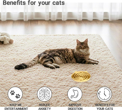 Slow Feeder Cat Bowl, Easy to Clean Silicone Bowl, Ideal for Dry and Wet Food (Yellow and Blue)