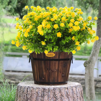 Artificial Flowers Outdoor,8 Bundles UV Resistant Fake Flowers,Outside Plastic Faux Flowers Greenery Shrubs Plants for Indoor Outdoor Planter Home Porch Decor(Yellow)