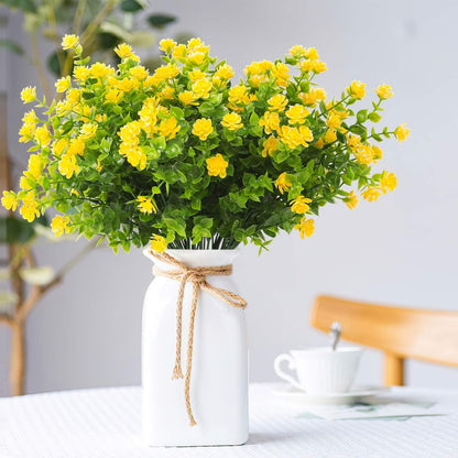 Artificial Flowers Outdoor,8 Bundles UV Resistant Fake Flowers,Outside Plastic Faux Flowers Greenery Shrubs Plants for Indoor Outdoor Planter Home Porch Decor(Yellow)