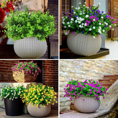 Artificial Flowers Outdoor,8 Bundles UV Resistant Fake Flowers,Outside Plastic Faux Flowers Greenery Shrubs Plants for Indoor Outdoor Planter Home Porch Decor(Yellow)