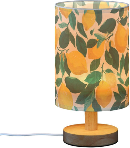 Bedside Table Lamp Lemon Yellow Citrus Fruits (12) Kids Nightstand Lamp Night Light Fabric Shade for Bedroom Living Room Home Office