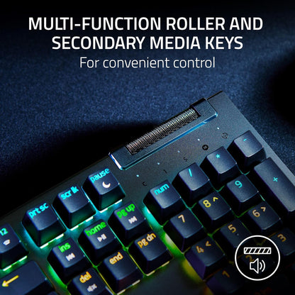 BlackWidow V4 X Mechanical Gaming Keyboard: Yellow Switches Linear & Silent - 6 Macro Keys - Chroma RGB - Doubleshot ABS Keycaps - Roller & Media Keys - Snap Tap