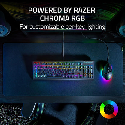 BlackWidow V4 X Mechanical Gaming Keyboard: Yellow Switches Linear & Silent - 6 Macro Keys - Chroma RGB - Doubleshot ABS Keycaps - Roller & Media Keys - Snap Tap