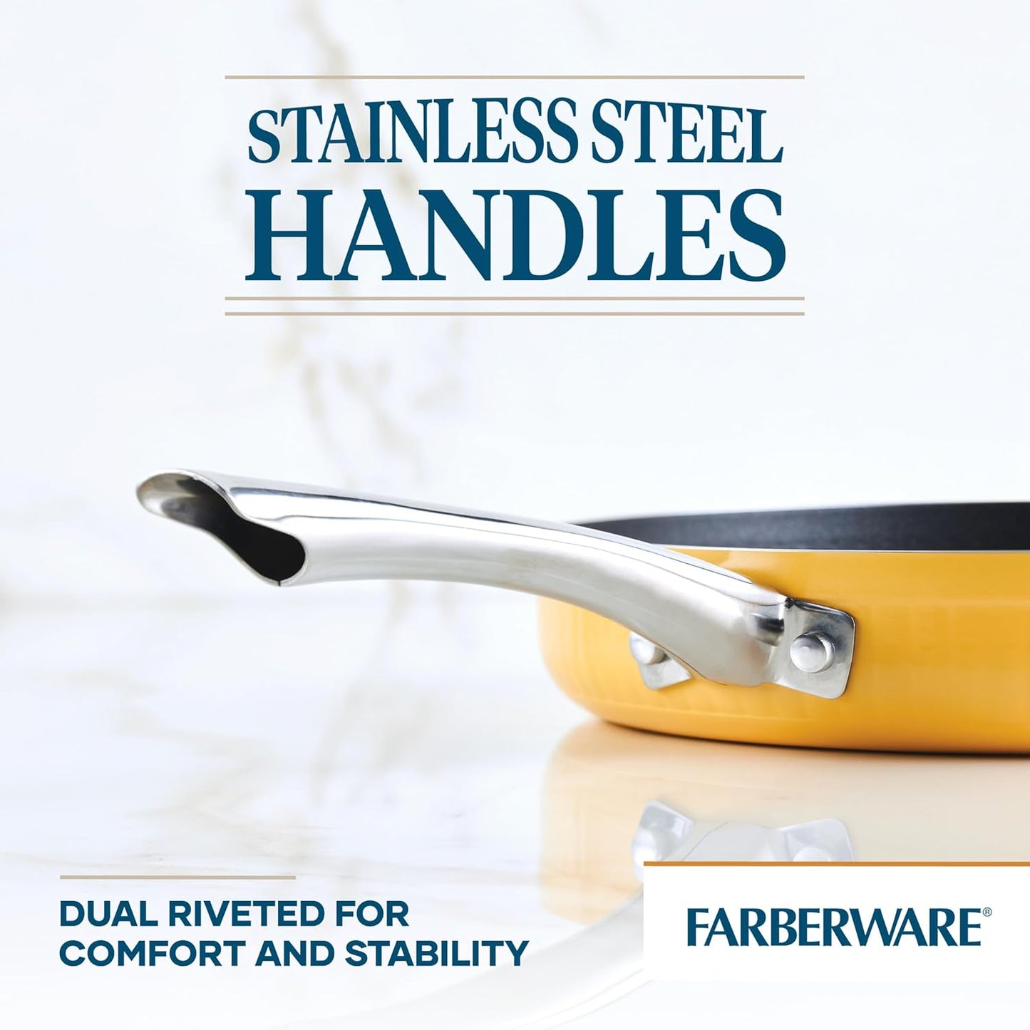 Style Nonstick Cookware Deep Round Grill Pan/Griddle, Dishwasher Safe, 11.25 Inch - Yellow