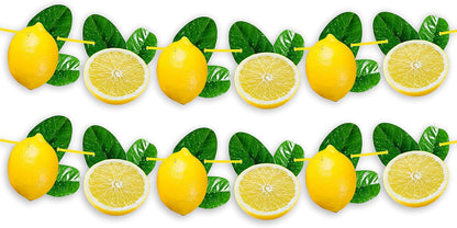 Lemon Garland Decoration For Summer Party, Lemon-Themed Birthday, Baby Shower, Bridal Shower – Artificial Lemon And Green Leaf Hanging Banner – Fresh Fruit Citrus Garland For Kitchen Decor