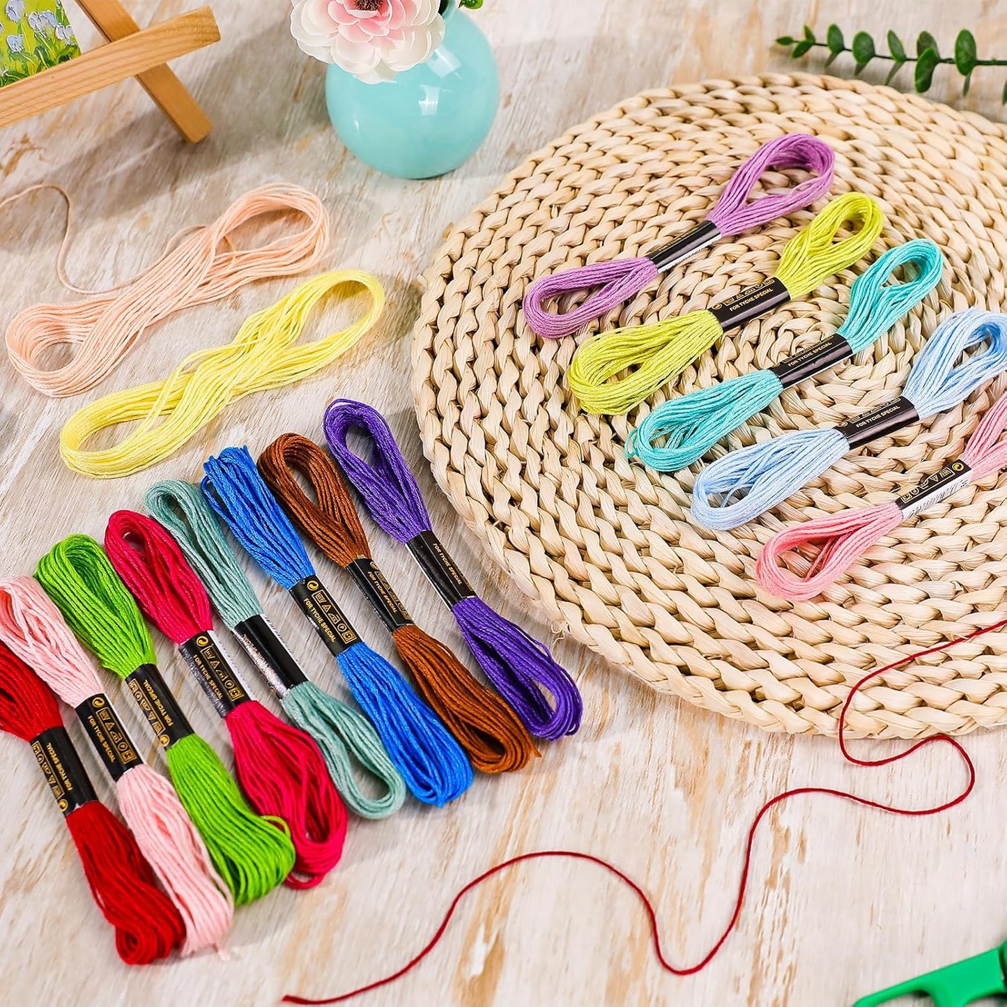 Embroidery Thread 180pcs Friendship Bracelet String Floss Kit Yarn | Hair Wrap Shirt Lanyard Patterns Crochet Craft Threads Supplies Cross Stitch Sewing Needlepoint Thin Rainbow Beginners