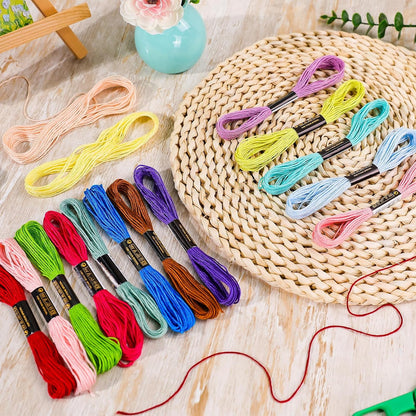 Embroidery Thread 180pcs Friendship Bracelet String Floss Kit Yarn | Hair Wrap Shirt Lanyard Patterns Crochet Craft Threads Supplies Cross Stitch Sewing Needlepoint Thin Rainbow Beginners